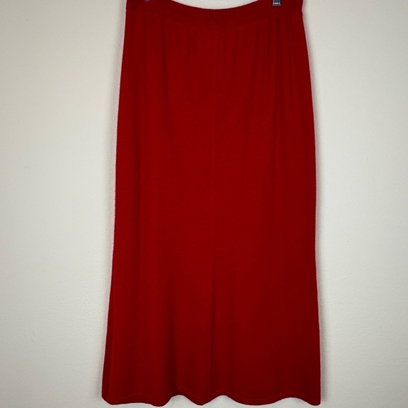 Chanel Vintage 90s Red 100% Cashmere Knit High Waisted Pencil Skirt - Picture 1 of 9
